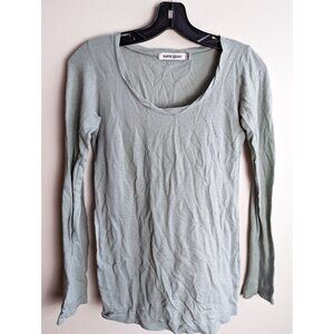 Saint Grace Supima Cotton Wool Blend Long Sleeve Scoop Neck Shirt Small